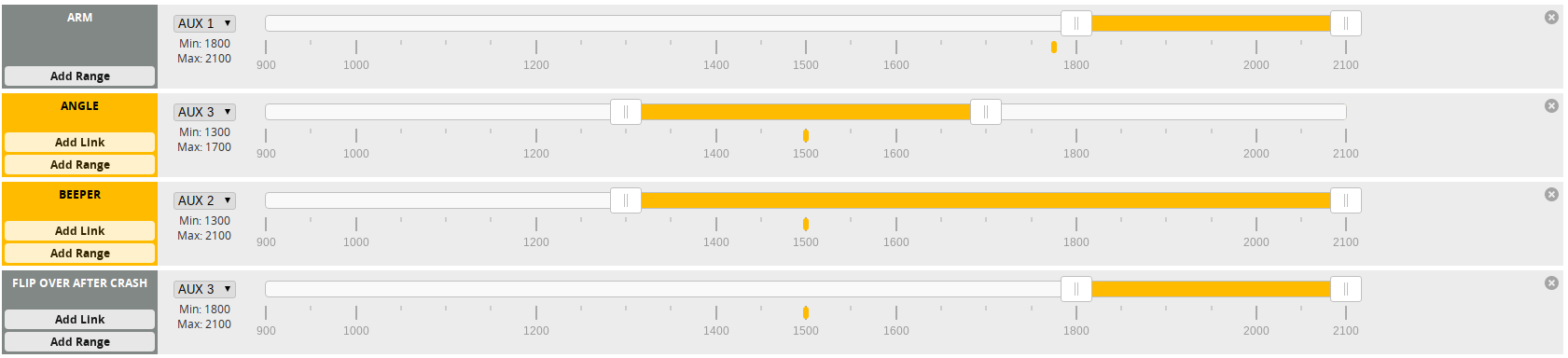 Apex Build Betaflight modes